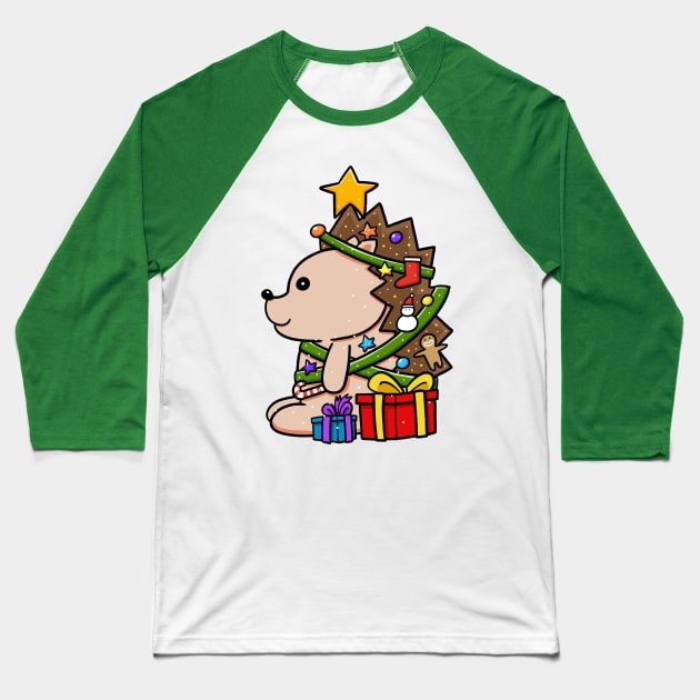 Hedgehog christmas tree Baseball T-Shirt by bubboboon